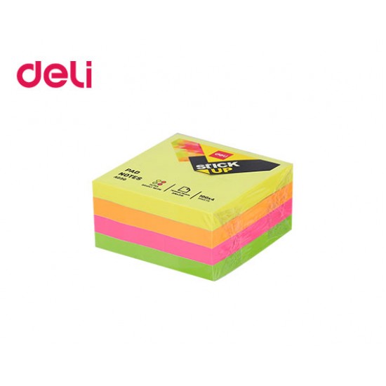 DELI ΚΥΒΟΣ ΑΥΤΟΚΟΛΛΗΤΟΣ 400 ΦΥΛΛΑ 51x51mm NEON 4 ΧΡΩΜΑΤΑ